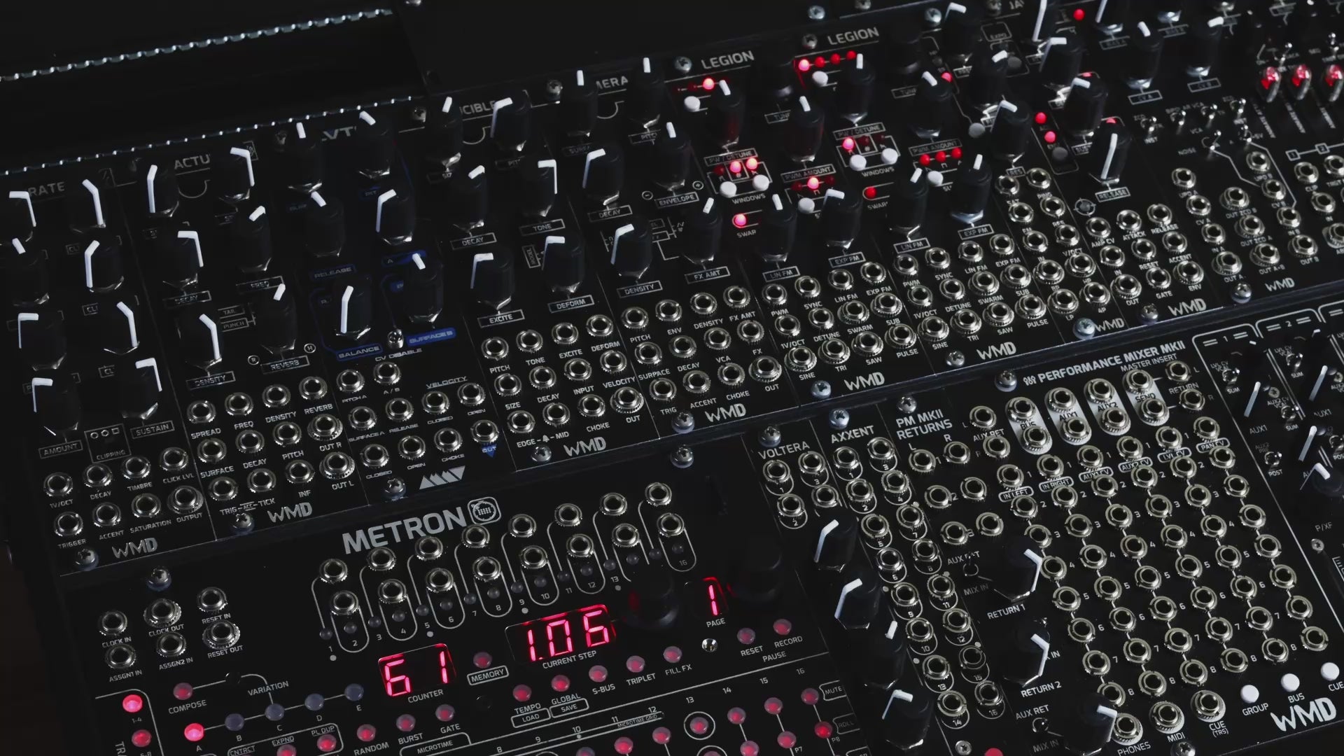 Cargar video: Video of WMD synthesis modules being used in the studio and out at shows with scenes cutting to modules being built and people enjoying playing music.